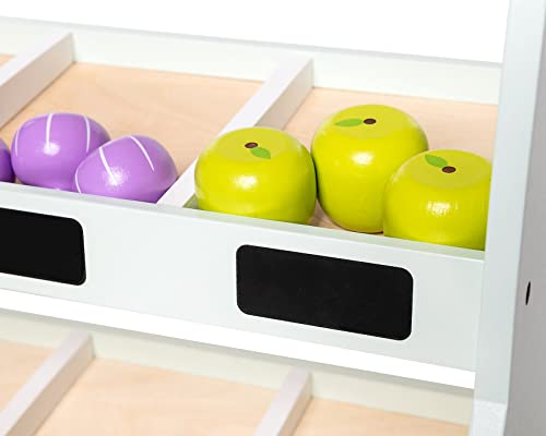 myToys ORIGINALS Marktstand mit Accessoires, 18-teilig, mit 3 Zwiebeln, 3 Pilzen, 3 Tomaten, 3 Äpfeln, 2 Bananen und 2… – Bild 5