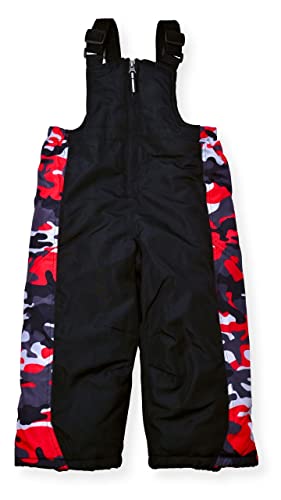Image of Boys' Bib Snow Pants and Ski Jacket Water-Resistant Snowsuit For Kids Winter Hooded Jacket, Red Camo, 3T