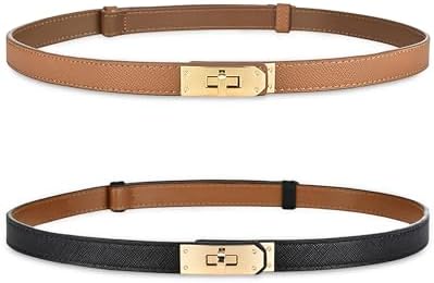 女性&#39 ;Sシルバーのターンバックルが調節可能なタイトベルト-ワンピース、ジーンズ、コート、ブラックにぴったり