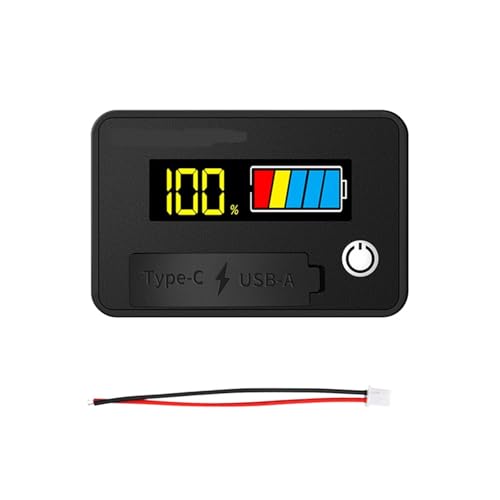 デジタル電圧・電流計 6140B DC 8?30Vデジタルディスプレイ2線式電圧・電力計鉛蓄電池リチウムインジケーターUSB+Tpye-C出力(Color)