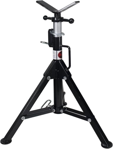 B&B Pipe 3900 High-Profile Adjustable Pipe Jack Stand with V-Head and Folding Legs for Pipe Fitting Threading Welding (1)