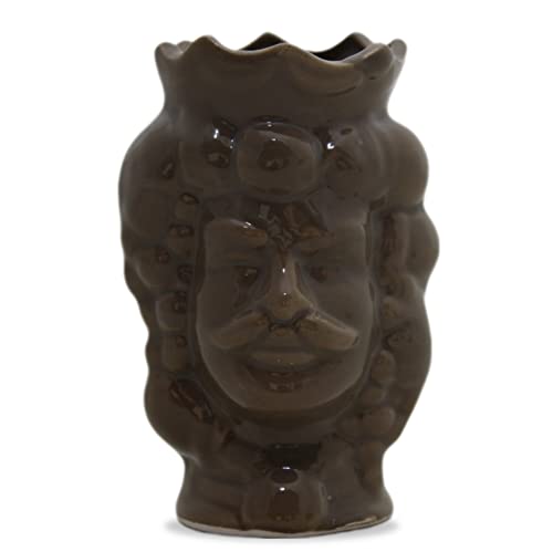 100% Artigianale Generico Testa di moro in porcellana di Capodimonte uomo marrone re 11 cm artigianale Forever fatto a mano originale da personalizzare
