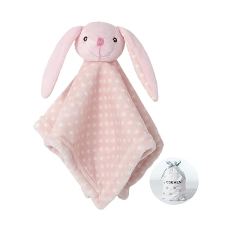 CREVENT Cozy Manta de seguridad para bebé de peluche, Loveys para bebés, niñas, niños, anillo de animales rellenos, sonajero, juguete para recién nacidos (Bunny)