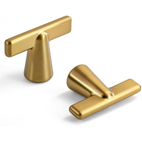 HESTIA HARDWARE 10 Pack Knobs for Cabinets and Drawers | T-Bar Gold Handles for Dresser | Square 1-3/4 Inch Gold Dresser Knobs, Gold Knobs for Cabinets and Kitchen Hardware for Cabinets (Z18.10.L) Cover
