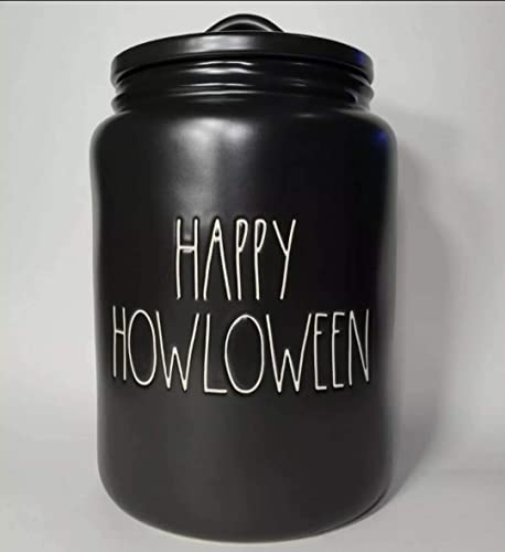 Rae Dunn HAPPY HALLOWEEN Canister - allside black - 9' tall - 6