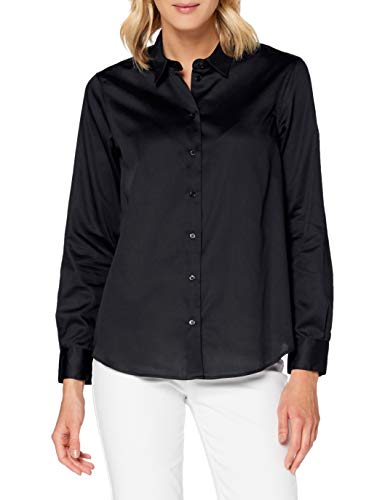 Preisvergleich Produktbild Seidensticker Damen Hemdbluse Langarm Uni Bluse, Black Beauty, 46