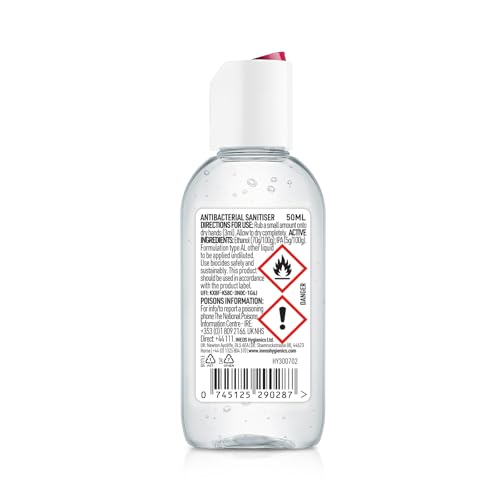 INEOS Mini Antibacterial Hand Sanitiser Gel 50ml - Fragrance Free - Hospital Grade Disinfectant, Eliminates 99.9% of Viruses and Bacteria, 12 x 50ml, Travel, Holiday, and Festival Essentials - Image 4