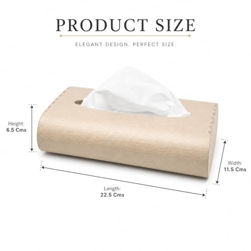 Image of Zesta Wooden Tissue Holder Dining Table Decor | Napkin Stand Kitchen Countertop | Paper Dispenser Case Car Interior | Decorative Wooden Artifact Home Accessory Organizer (Beige)