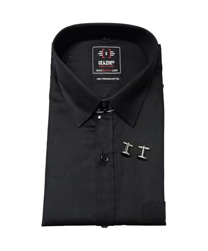 Image of ERAZOR Men's Slim Fit French Cuff Cotton Shirt with Cufflinks (White)- Premium Cufflinks Free