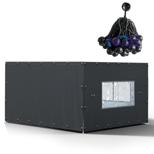 NGB Outdoor Kennel Fence Cover Suitable for 10'W x 10'L Outdoor Kennels, with Multiple Elasticized Ball Cords, Made of 600D Waterproof Oxford Fabric, Kennel Side Cover for Winter.