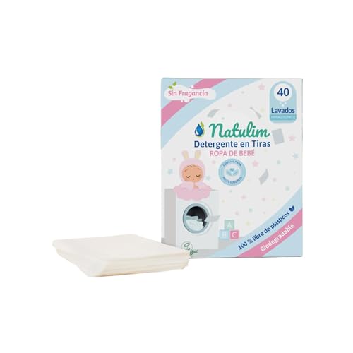 Natulim   Detergente en Tiras para Bebés (40 Lavados)   Fórmula Ultraconcentrada Sin Fragancia   Limpieza Suave en Agua Fría para Ropa Delicada   Ropa limpia y suave sin ensuciar el Planeta