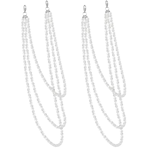 chirography2 psc elegant pearl body chains jewelry set 3-layer beaded shoulder chain with back chain for weddings, proms, summer bikini parties