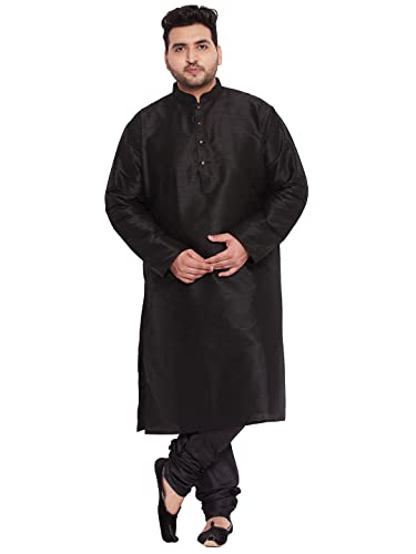 Image of Vastramay Plus Men's White Silk Blend Kurta Pyjama Set VPLUSMKWH001nPBL 44 | Independence Day