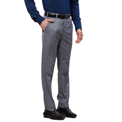 Image of Raymond Slim Fit Poly Viscose Blend Structure Pattern Flat Front Formal Trouser
