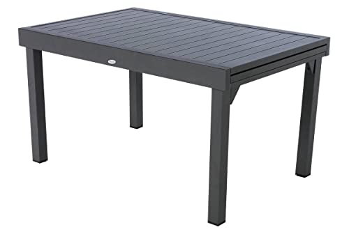 Hespéride - Table de Jardin Extensible Piazza Gris Graphite - 10 Places - Aluminium Antirouille - Meuble d'Extérieur à Rallonge Coulissante