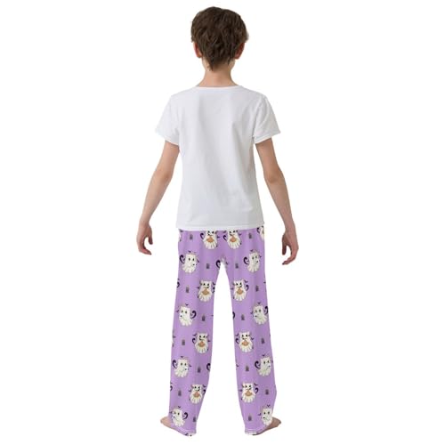 Cute Halloween Ghost Cat Boys Pants for Kids Jogger Pants with Pockets S-XL3