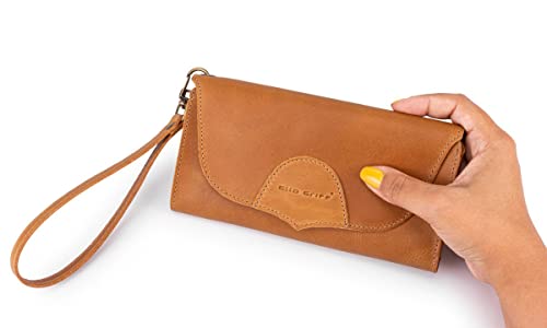 Carteira Feminina 100% Couro Legítimo Porta Celular Pequena (Marrom Claro)