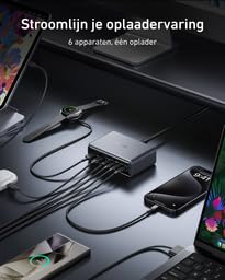 Image of Anker Prime GaN 200W USB C Charger, 6 Port GaN 200W Charging Station, USB-C PD Fast Desktop Charger, for iPhone, Samsung, MacBook, Dell and More