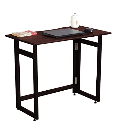Image of Dawn Riser Solid Wood Folding Study Table Laptop, Computer, Pc, Writing Foldable Desk for Home & Office Space Saving, Easy to Store, Sleek Design Dawnriser Mahogany Finish, Acacia Wood, DIY Model