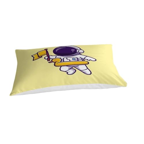 Housse de couette astronaute 135x200 microfibre avec taie d'oreiller