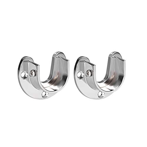 uxcell Zinc Alloy Closet Pole Sockets, Wardrobe Bracket Holder, Shower Curtain Rod Pole End Supports Sockets Flange 2pcs, 32mm Diameter(U-Shaped)