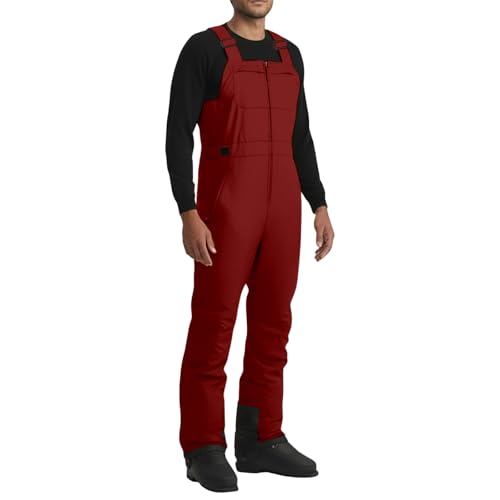 Generico Pantalon de Ski Hommes Rembourré Pantalon de Ski Hommes Hiver Thermique Imperméable Combinaisons Coupe-Vent et Imperméables Vêtements Chauds pour Activités En Plein Air Pantalon Léger, rouge