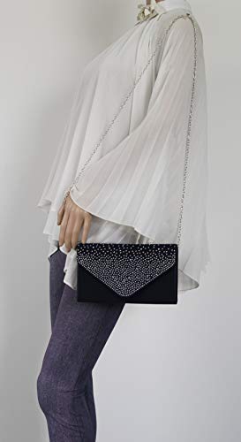 SwankySwans Damen Clutch Abby mit Strasssteinen, Umschlag-Stil, Blau (Marineblau), Einheitsgröße