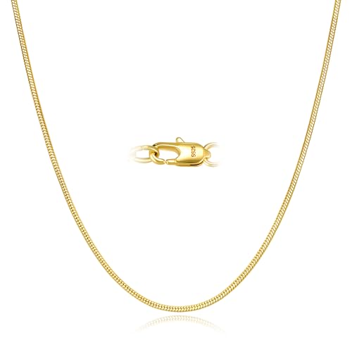 Cheria 9ct Gold Plated Chain for Mens, 1.5mm Gold Plated Round Snake Chain Necklace, Mens Jewellery Gift for Man 24 Inch