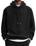 COOFANDY Men's Hooded Sweatshirt Long Sleeve Athletic Pullover Hoodie Solid Soft Heavyweight Fleece Hoodies With Pocket Black