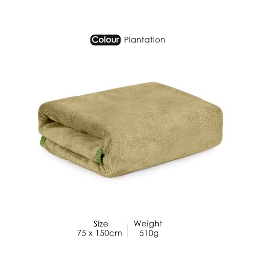 Image of HOUSSE Premium Microfiber Bath Towel - Extra Large 75x150cm Quick Dry Towels for Women Men & Kids | Super Soft Plush 550 GSM | Ultra Absorbent for Home Swimming Sports & Travel (Plantation)