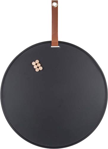 PT Present Time - Memo Board Perky - Eisen - schwarz - Ø50 cm - mit Lederband - inkl. 6 Magnete