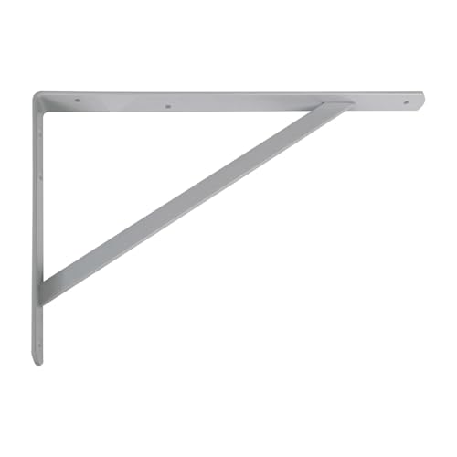 Amig - Soporte para Estantería de Pared - Escuadra en Acero - 400x275 mm - Color Gris Metalizado - Resistente hasta 225 kg - Ángulo para Estantes - Soporte para Baldas - Fácil de Instalar