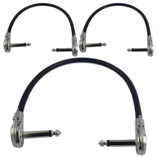 Câble de connexion pour pédales Lot de 3 - Jack stéréo coudé 15 cm pour instruments et studio