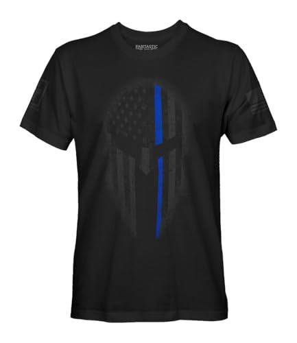 Blue Line Flag USA Spartan Mens Stealth T-Shirt (Black Shirt S)