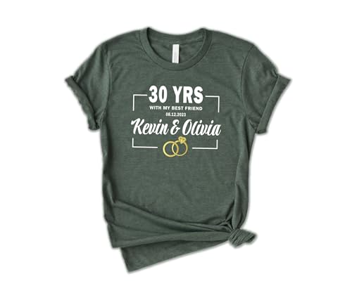 Custom Anniversary T Shirts, Matching Anniversary Shirts For Couple, Personalized Anniversary T-Shirts, Personalized 30th Anniversary Gift, Couple Shirts With Graphic Wedding Rings3