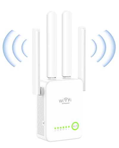 Repetidor WiFi, Amplificador Señal WiFi 300Mbps,4 Antena,Extensor WiFi Doble Banda 5 GHz y 2.4 GHz,WiFi Amplifier Repetidor con Puerto Ethernet, Cobertura de 360°Compatible con Todos los routers Wi-Fi