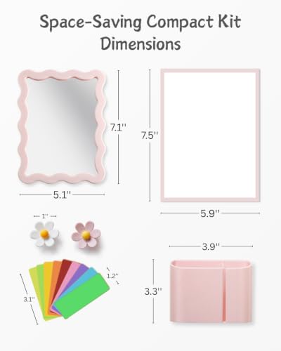 Image of Mymazn Locker Accessories Kit with Magnetic Locker Mirror Pink