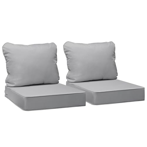 Image of AAAAAcessories Outdoor Deep Seat Cushions, Waterproof, Fade-Resistant Patio Furniture Replacement Cushions, 24 inch x 24 inch x 5 inch, Set of 2, Gray