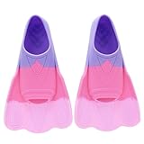 Kids Swim Training Fins, Comfortable Silicone Short Fins for Lap Swimming Flippers, Travel Size Flipper for Kids with Mesh Bag