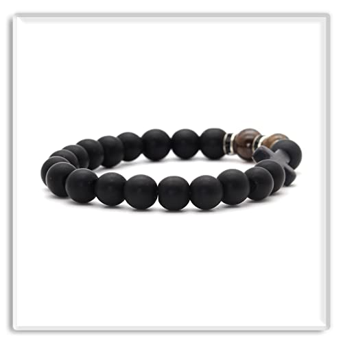 Image of Xusamss Fashion 8MM Matte Agate Beads Bracelet Cross Elastic Bracelet,7 1 /2 Wrist