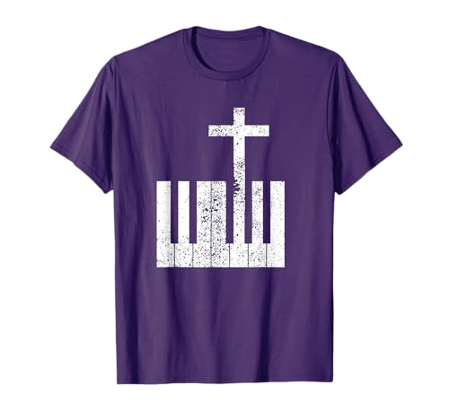 Distressed Piano Keyboard and Cross T-shirt Christian Band T-Shirt
