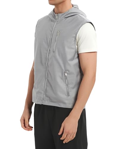 JYG Men's Lightweight Softshell Vest Casual Full Zip Hooded Sleeveless Jacket for Golf Travel Hiking Running 20252