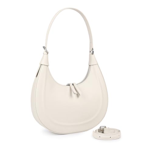 MoreFarther Sac a Main Femme Cuir Véritable, Sacs à Main Portés Épaule Femme avec Fermeture Éclair, Classique Crescent Sac Bandoulière Tendance pour...