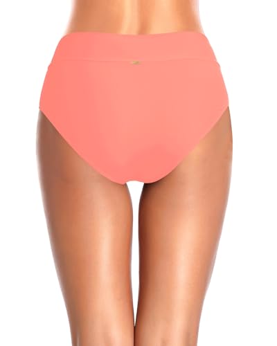 Image of Women V Cut Full Coverage Bikini Bottom - High Waist Swim Bathing Suit Bottoms Cross V Front Swimsuit