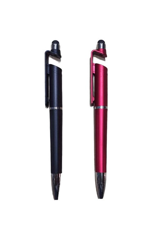 (Pack 2) Mobile Stand for Apple iPad mini 4 Ballpoint Function Stylus Pen with Mobile Stand Holder Writing Pen Screen Wipe Adjustable Universal Mobile Phone Flexible Clip Holder Pen – (VT.J)