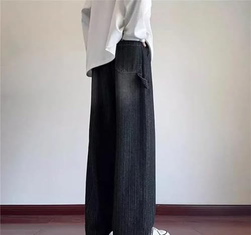 Mens Jeans Distressed Vintage Drawstring Straight-Leg Denim Pants Washed Baggy Streetwear Fashion3