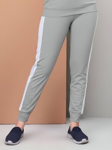 Image of ALISBA Women's Cotton Solid Tracksuit with Round Neck Full Sleeve Straight Length Relaxed Fit and Drawstring Closure Pant