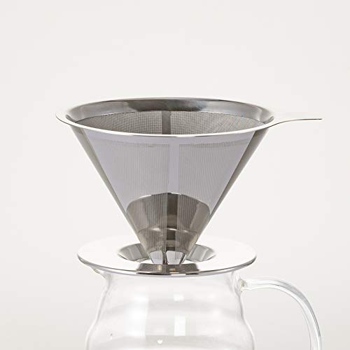 Walbest copo de filtro de café de aço inoxidável com suporte de filtro reutilizável sobre malha copo