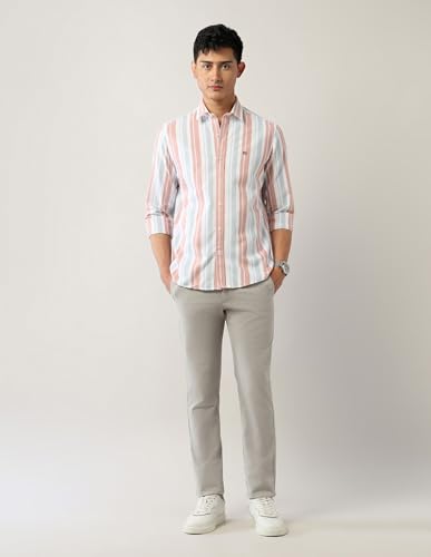 Image of Arrow Sports Men's Vertical Striped Slim Fit Shirt