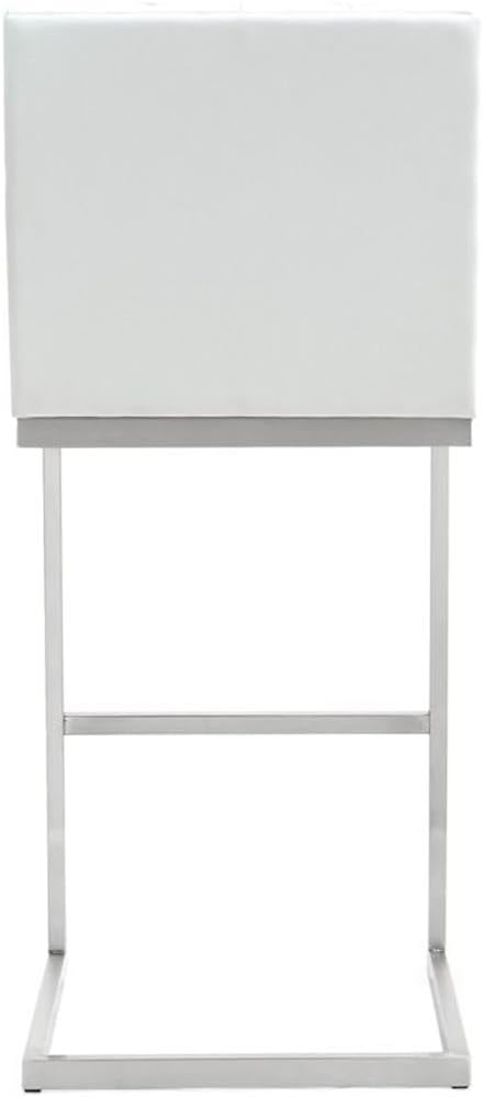 Tov Furniture Helsinki White Performance Vegan Leather and Stainless Steel Barstool - Set of 2